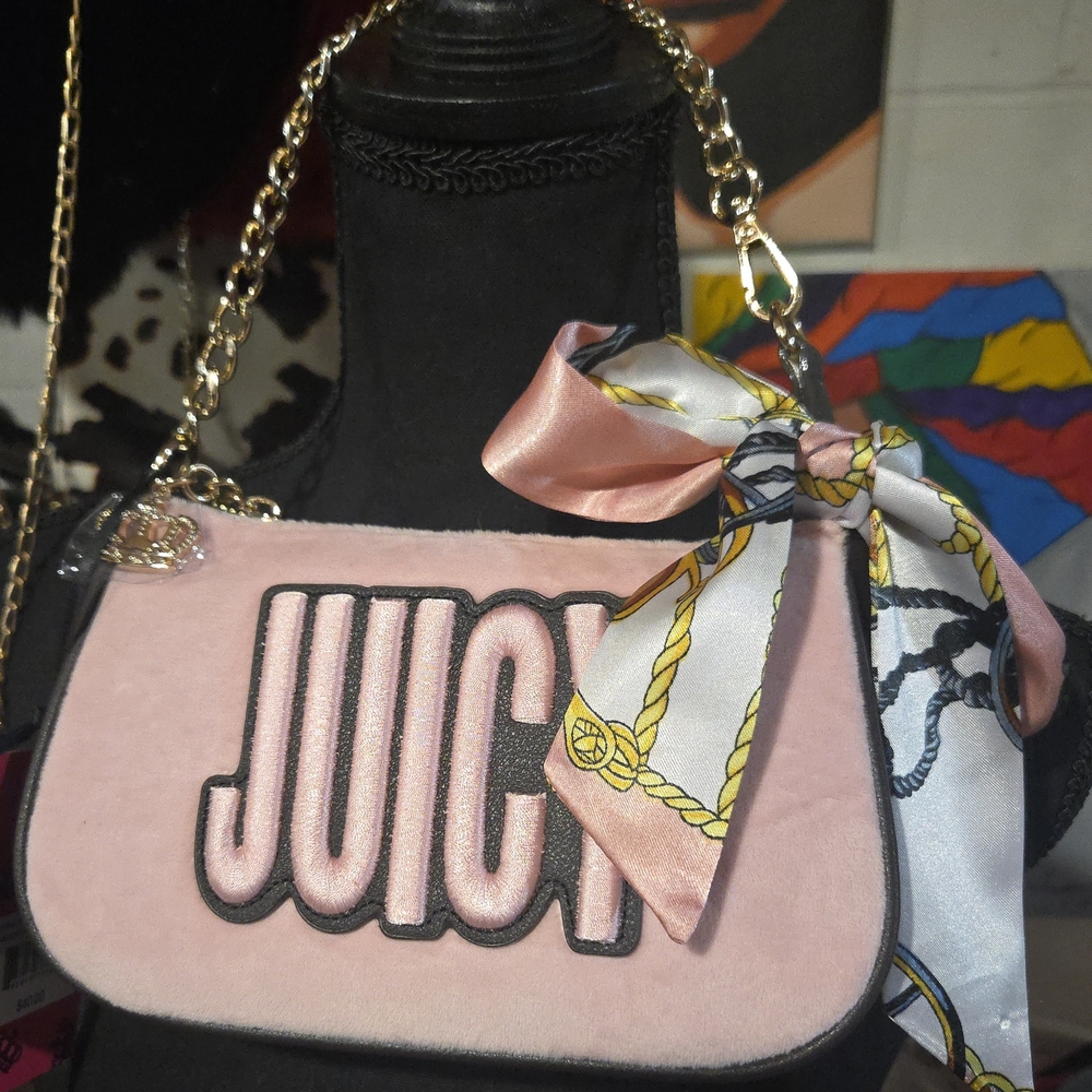 Juicy Couture Pink Shoulder Bag with Chain Strap🎁with FREE Matching Twilly NWT